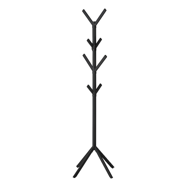 Monarch Specialties Coat Rack, Hall Tree, Free Standing, 8 Hooks, Entryway, 70"H, Bedroom, Metal, Black, Contemporary I 2057 - main